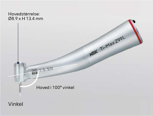 100° vinklet hoved - for nem adgang